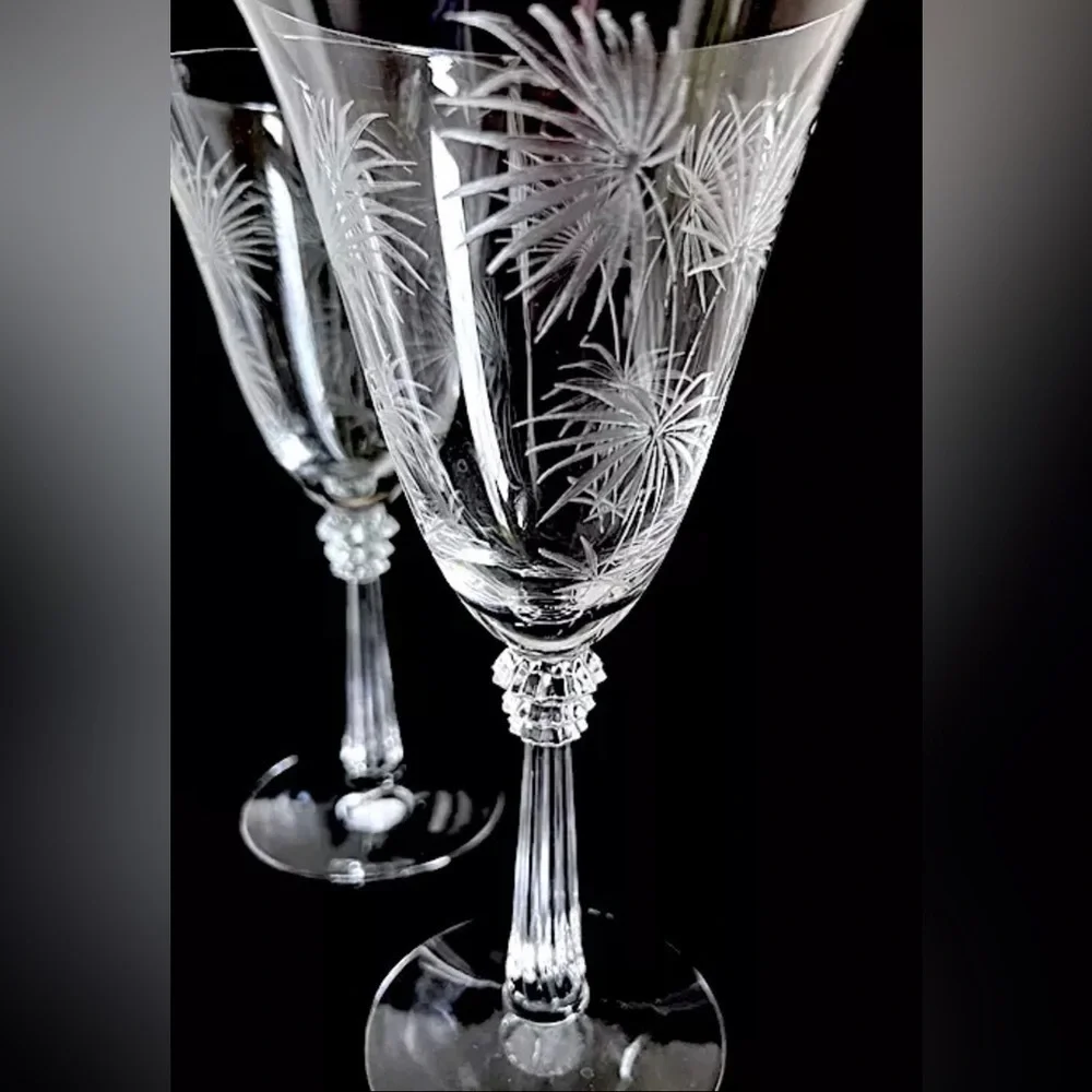 Vintage Fostoria Lido Scepter Stem Crystal Goblets